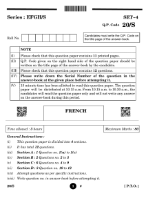 Examen de fran&ccedil;ais : Compr&eacute;hension, Expression, Grammaire, Culture