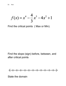 Do Now: Calculus Critical Points & Inflection Worksheet