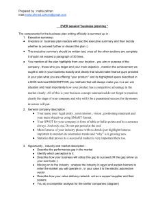 Business Planning Guide: Components for Writing a Plan