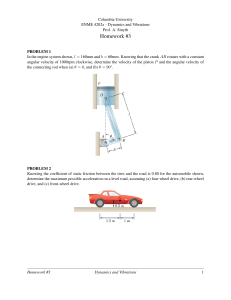 Columbia ENME 4202x Homework 3: Dynamics & Vibrations Problems