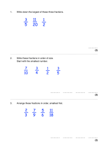 Math Fraction Problems: Ordering and Comparing Fractions Worksheet