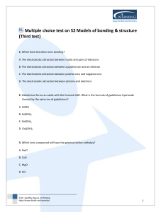 Multiple Choice Test: Models of Bonding & Structure