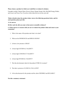 Product Claim Analysis Worksheet