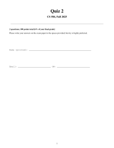 CS 584 Quiz 2: Linear Regression & ML Concepts