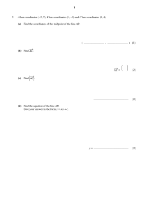 Coordinate Geometry Worksheet: Midpoints, Vectors, Line Equations