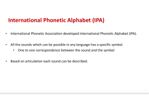 International Phonetic Alphabet (IPA) Basics