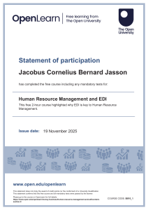 Human Resource Management and EDI Course Completion Certificate
