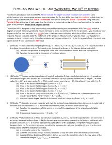 Physics 158 HW8-HI: Electrostatics & Capacitors Problems