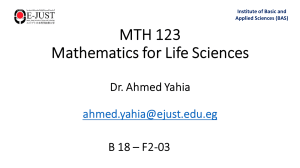 MTH 123 Mathematics for Life Sciences Syllabus