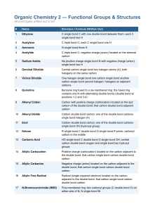 Organic Chemistry 2 Functional Groups & Structures Study Guide