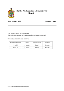 Raffles Mathematical Olympiad 2025 Round 1 Exam Paper