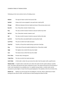 Common Trading Screen Terms Glossary