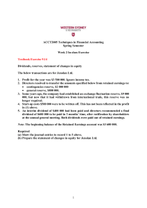 ACCT2005 Week 2 Exercise: Dividends & Equity Changes