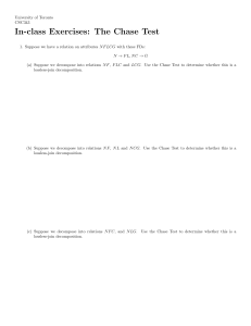 University of Toronto CSC343: Chase Test In-Class Exercises