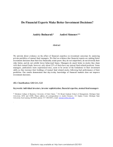 Do Financial Experts Make Better Investment Decisions?