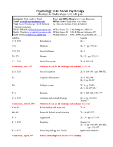 Psychology 1440: Social Psychology Syllabus
