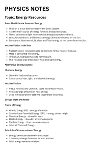 Physics Notes: Energy Resources & Newton's Laws