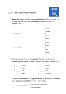English Grammar Worksheet: How Much/How Many