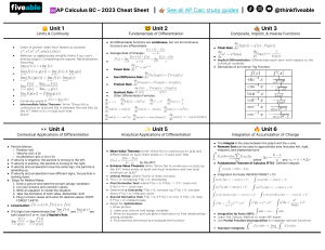 AP Calculus BC 2023 Cheat Sheet - Fiveable Study Guide