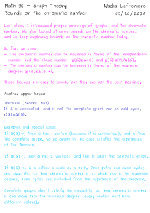 Graph Theory: Bounds on Chromatic Number - Lecture Notes