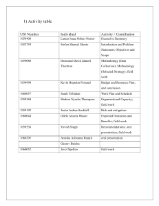 Team Activity Table: Project Assignments & Contributions