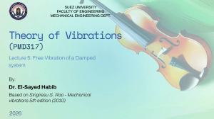 Theory of Vibrations: Free Damped Vibration Lecture