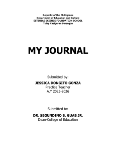 My Journal: Practice Teaching Experience at Estenias Science Foundation School