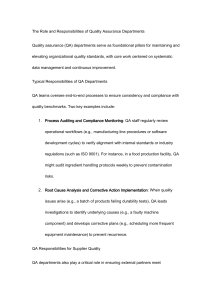 Quality Assurance Department Roles & Responsibilities