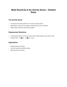 Metal Reactivity & Activity Series Notes