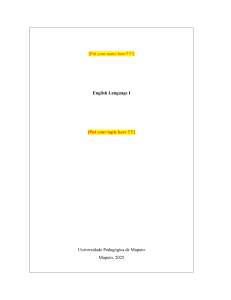 Modelo de Trabalho de Investiga&ccedil;&atilde;o Acad&eacute;mica de English Language I