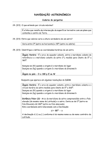 Caderno de perguntas de Navega&ccedil;&atilde;o Astron&oacute;mica