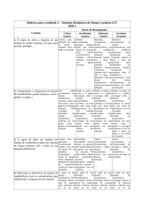 Rubrica para a Unidade 2: Sistemas Din&acirc;micos de Tempo Cont&iacute;nuo LIT