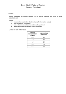 Grade 8 Rates of Reaction Revision Worksheet