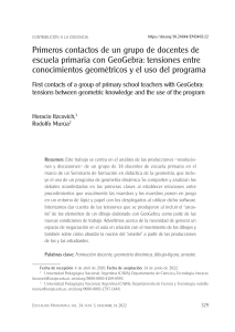 Primeros contactos de docentes con GeoGebra: tensiones entre geometr&iacute;a y software