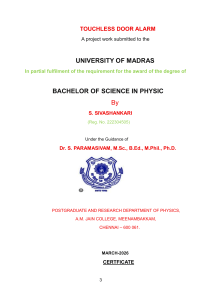 Touchless Door Alarm Project Report - Physics BSc