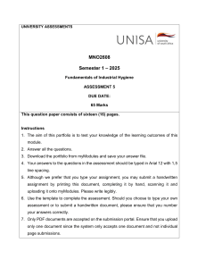 UNISA MNO2608 Assessment 5: Industrial Hygiene Case Studies