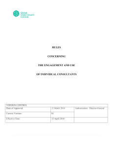 GGGI Individual Consultant Engagement Rules 2016
