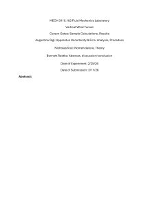 Fluid Mechanics Lab Report: Vertical Wind Tunnel Experiment