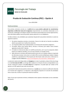 PEC Psicolog&iacute;a del Trabajo Opci&oacute;n A UNED 2025/2026