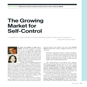 The Growing Market for Self-Control: Behavioural Economics in Action