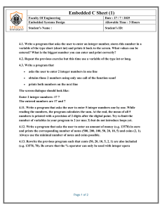 Embedded C Programming Exercises