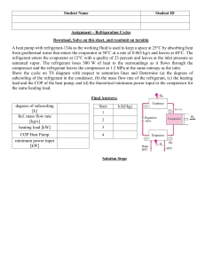 Refrigeration Cycles Assignment: Heat Pump Analysis