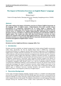 Impact of Dictation Exercises on English Majors' Language Skills