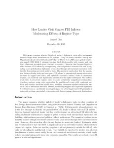 Leader Visits and FDI Inflows: Regime Type Moderation