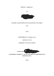 MRL2601 Assignment 1: Partnerships, Companies, and Trusts in South African Law