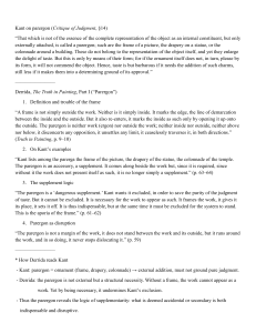 Kant and Derrida on Parergon: Aesthetic Philosophy