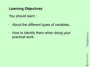 Learning Objectives: Types of Variables in Experiments