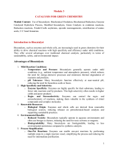 Module 3: Catalysis for Green Chemistry