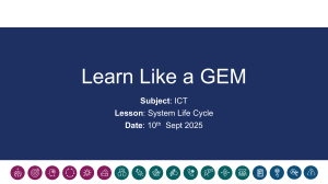 ICT Lesson: System Life Cycle Documentation