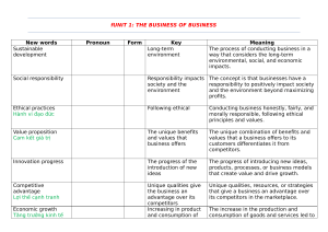 Business Vocabulary: Unit 1 - The Business of Business